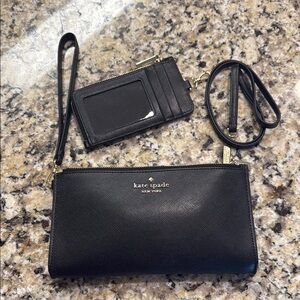 Kate Spade Black Wristlet and Card Holder Set